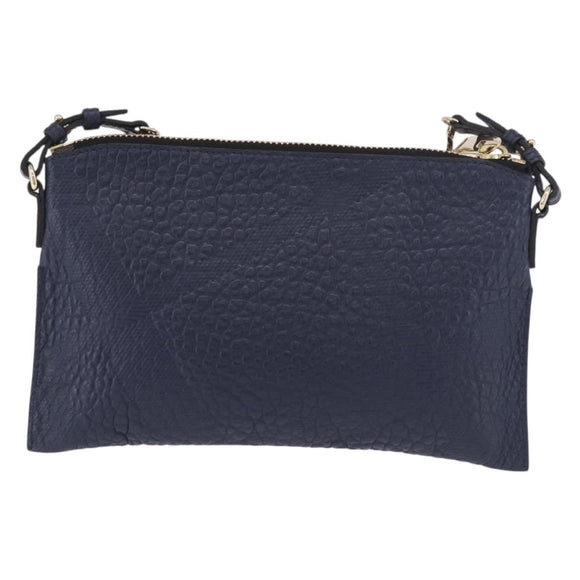 BURBERRY Shoulder Bag Leather Navy Gold Auth 184458A