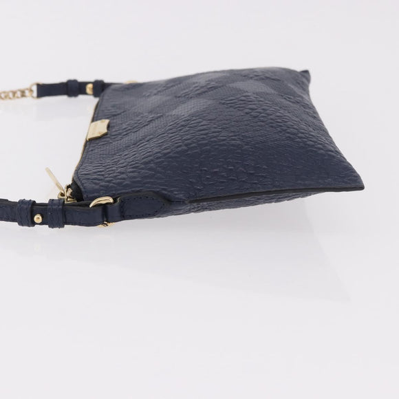 BURBERRY Shoulder Bag Leather Navy Gold Auth 184458A