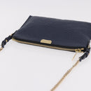 BURBERRY Shoulder Bag Leather Navy Gold Auth 184458A-6