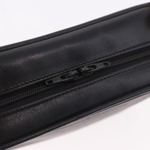 GUCCI Shoulder Bag Leather Navy Gold Auth 184459