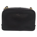 GUCCI Shoulder Bag Leather Navy Gold Auth 184459-2