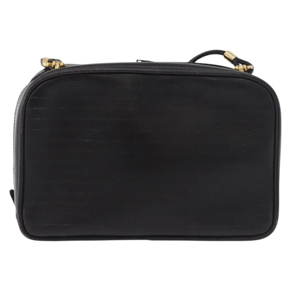 GUCCI Shoulder Bag Leather Navy Gold Auth 184459