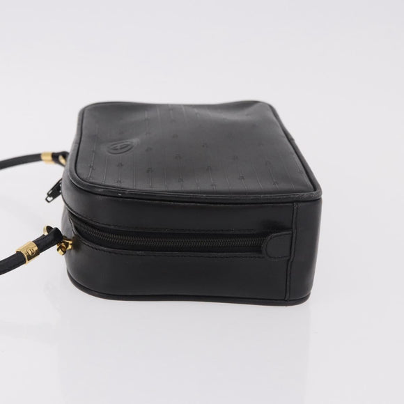 GUCCI Shoulder Bag Leather Navy Gold Auth 184459