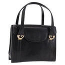 GUCCI Hand Bag Leather Black Gold Auth 184460-1