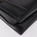GUCCI Hand Bag Leather Black Gold Auth 184460-10