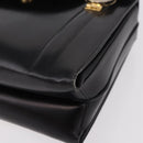 GUCCI Hand Bag Leather Black Gold Auth 184460-11