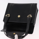 GUCCI Hand Bag Leather Black Gold Auth 184460-15