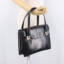 GUCCI Hand Bag Leather Black Gold Auth 184460-24