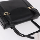 GUCCI Hand Bag Leather Black Gold Auth 184460-6