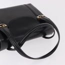 GUCCI Hand Bag Leather Black Gold Auth 184460-7