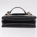 GUCCI Hand Bag Leather Black Gold Auth 184460-9
