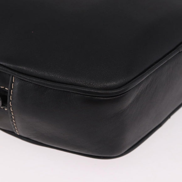 CELINE Shoulder Bag Leather Black Gold Auth 184462A