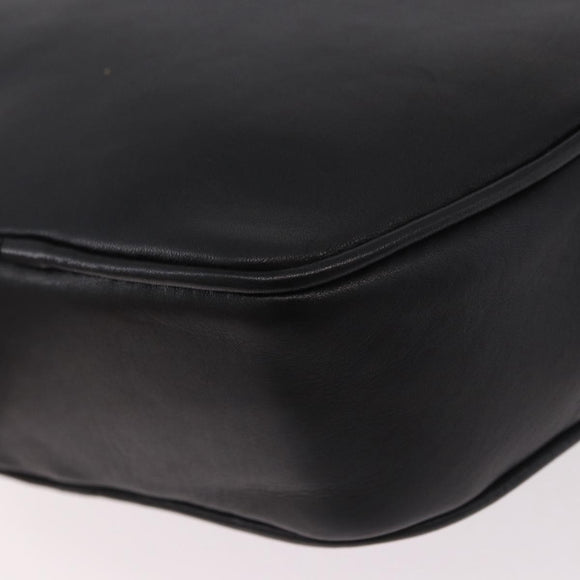 CELINE Shoulder Bag Leather Black Gold Auth 184462A