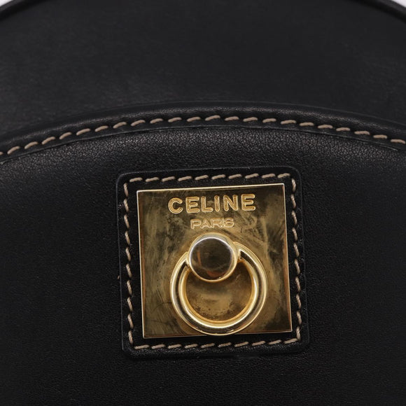 CELINE Shoulder Bag Leather Black Gold Auth 184462A