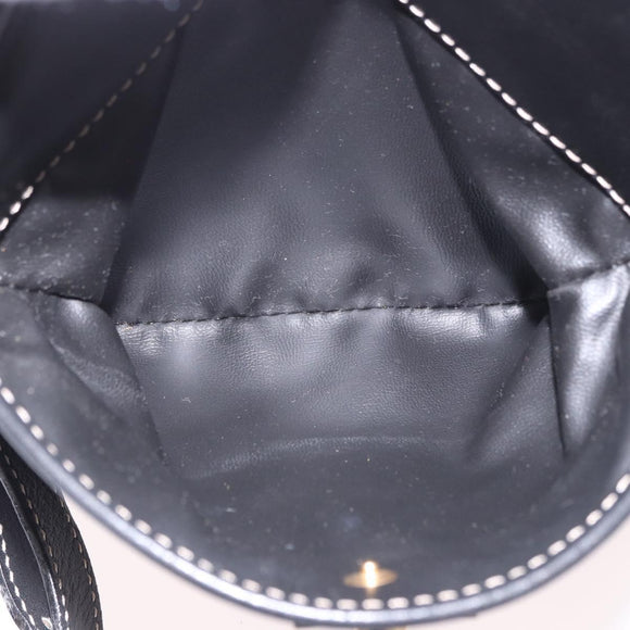 CELINE Shoulder Bag Leather Black Gold Auth 184462A