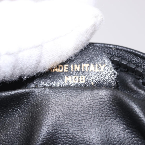 CELINE Shoulder Bag Leather Black Gold Auth 184462A