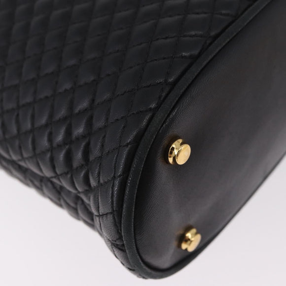 BALLY Chain Shoulder Bag Leather Black Gold Auth 184465