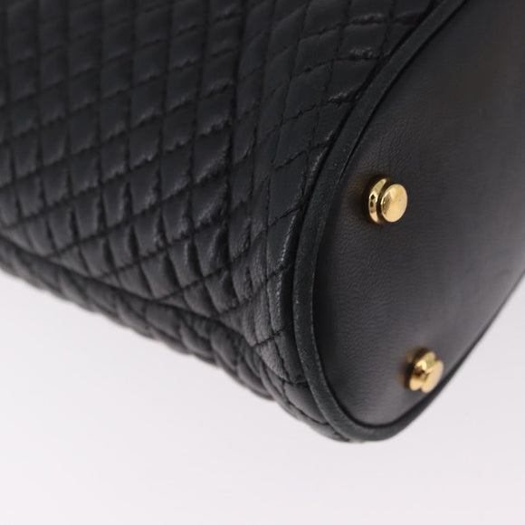 BALLY Chain Shoulder Bag Leather Black Gold Auth 184465