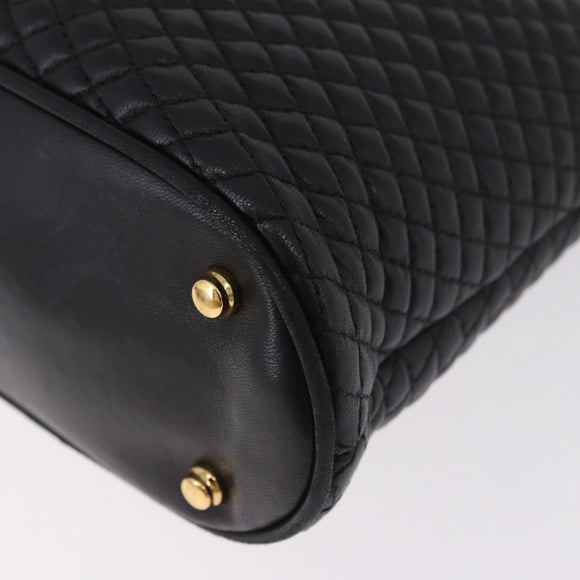 BALLY Chain Shoulder Bag Leather Black Gold Auth 184465