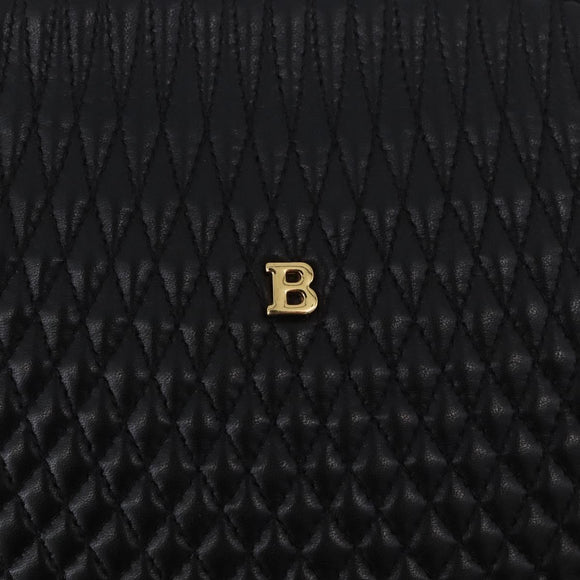 BALLY Chain Shoulder Bag Leather Black Gold Auth 184465