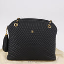 BALLY Chain Shoulder Bag Leather Black Gold Auth 184465-24