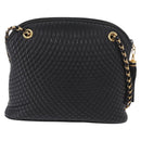 BALLY Chain Shoulder Bag Leather Black Gold Auth 184465-3