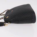 BALLY Chain Shoulder Bag Leather Black Gold Auth 184465-5