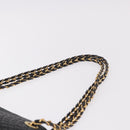 BALLY Chain Shoulder Bag Leather Black Gold Auth 184465-8