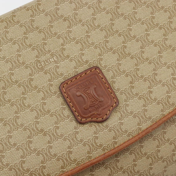 CELINE Macadam Canvas Clutch Bag PVC Beige Gold Auth 184467