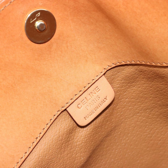 CELINE Macadam Canvas Clutch Bag PVC Beige Gold Auth 184467