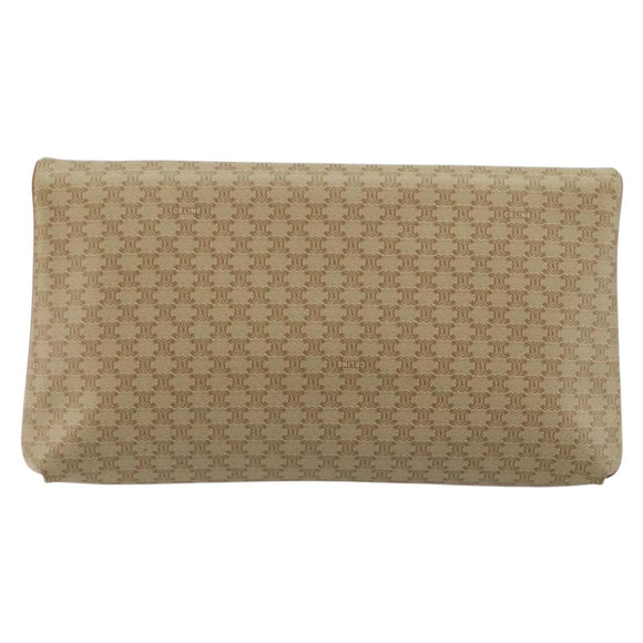 CELINE Macadam Canvas Clutch Bag PVC Beige Gold Auth 184467
