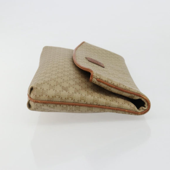 CELINE Macadam Canvas Clutch Bag PVC Beige Gold Auth 184467