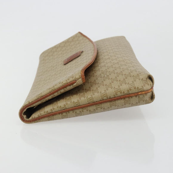 CELINE Macadam Canvas Clutch Bag PVC Beige Gold Auth 184467