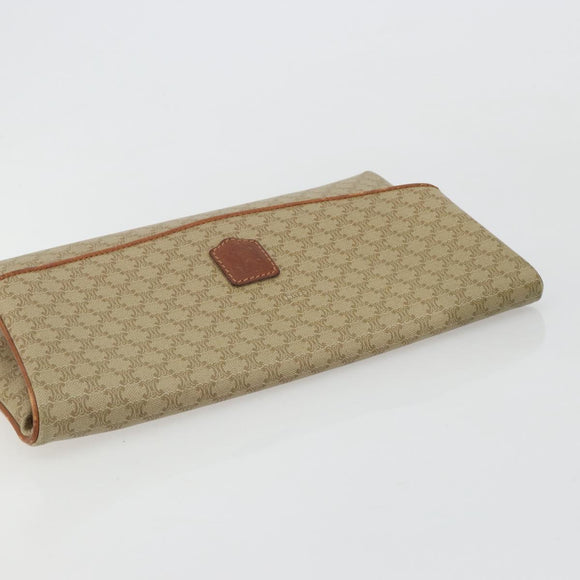 CELINE Macadam Canvas Clutch Bag PVC Beige Gold Auth 184467