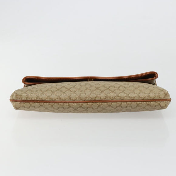 CELINE Macadam Canvas Clutch Bag PVC Beige Gold Auth 184467
