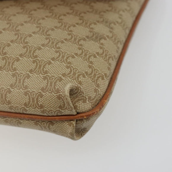 CELINE Macadam Canvas Clutch Bag PVC Beige Gold Auth 184467