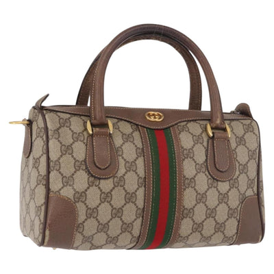 GUCCI GG Supreme Web Sherry Line Bag PVC Beige Red 002 39 0269 Auth 184468