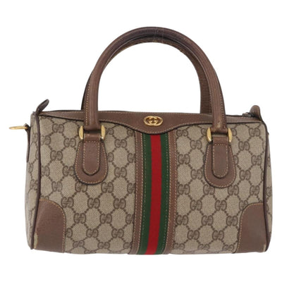 GUCCI GG Supreme Web Sherry Line Bag PVC Beige Red 002 39 0269 Auth 184468 - 0