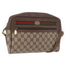 GUCCI GG Supreme Web Sherry Line Schoudertas PVC Beige Rood Auth 184470-1