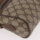 GUCCI GG Supreme Web Sherry Line Schoudertas PVC Beige Rood Auth 184470-10