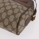 GUCCI GG Supreme Web Sherry Line Schoudertas PVC Beige Rood Auth 184470-11