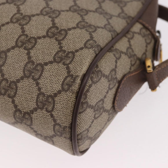 GUCCI GG Supreme Web Sherry Line Schoudertas PVC Beige Rood Auth 184470