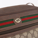 GUCCI GG Supreme Web Sherry Line Schoudertas PVC Beige Rood Auth 184470-14