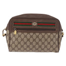 GUCCI GG Supreme Web Sherry Line Schoudertas PVC Beige Rood Auth 184470-2