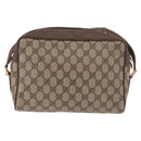 GUCCI GG Supreme Web Sherry Line Schoudertas PVC Beige Rood Auth 184470-3