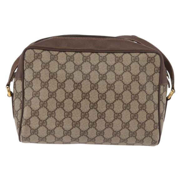 GUCCI GG Supreme Web Sherry Line Schoudertas PVC Beige Rood Auth 184470