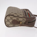 GUCCI GG Supreme Web Sherry Line Schoudertas PVC Beige Rood Auth 184470-4
