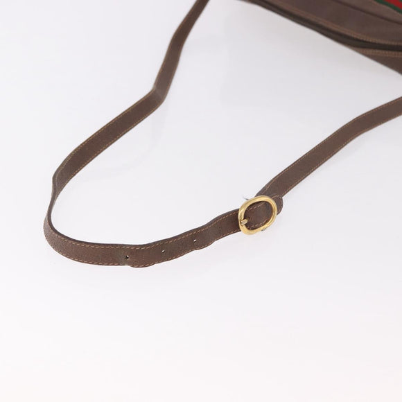 GUCCI GG Supreme Web Sherry Line Schoudertas PVC Beige Rood Auth 184470