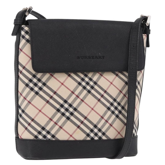 BURBERRY Nova Check Shoulder Bag Canvas Beige Silver Auth 184471A