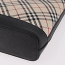 BURBERRY Nova Check Shoulder Bag Canvas Beige Silver Auth 184471A-18